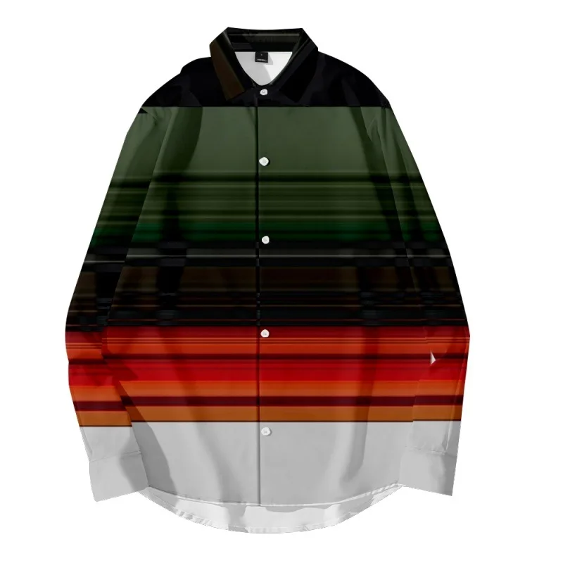 

Рубашка мужская однобортная с длинным рукавом, модная люксовая одежда, топ в полоску, с принтом, весна-осень