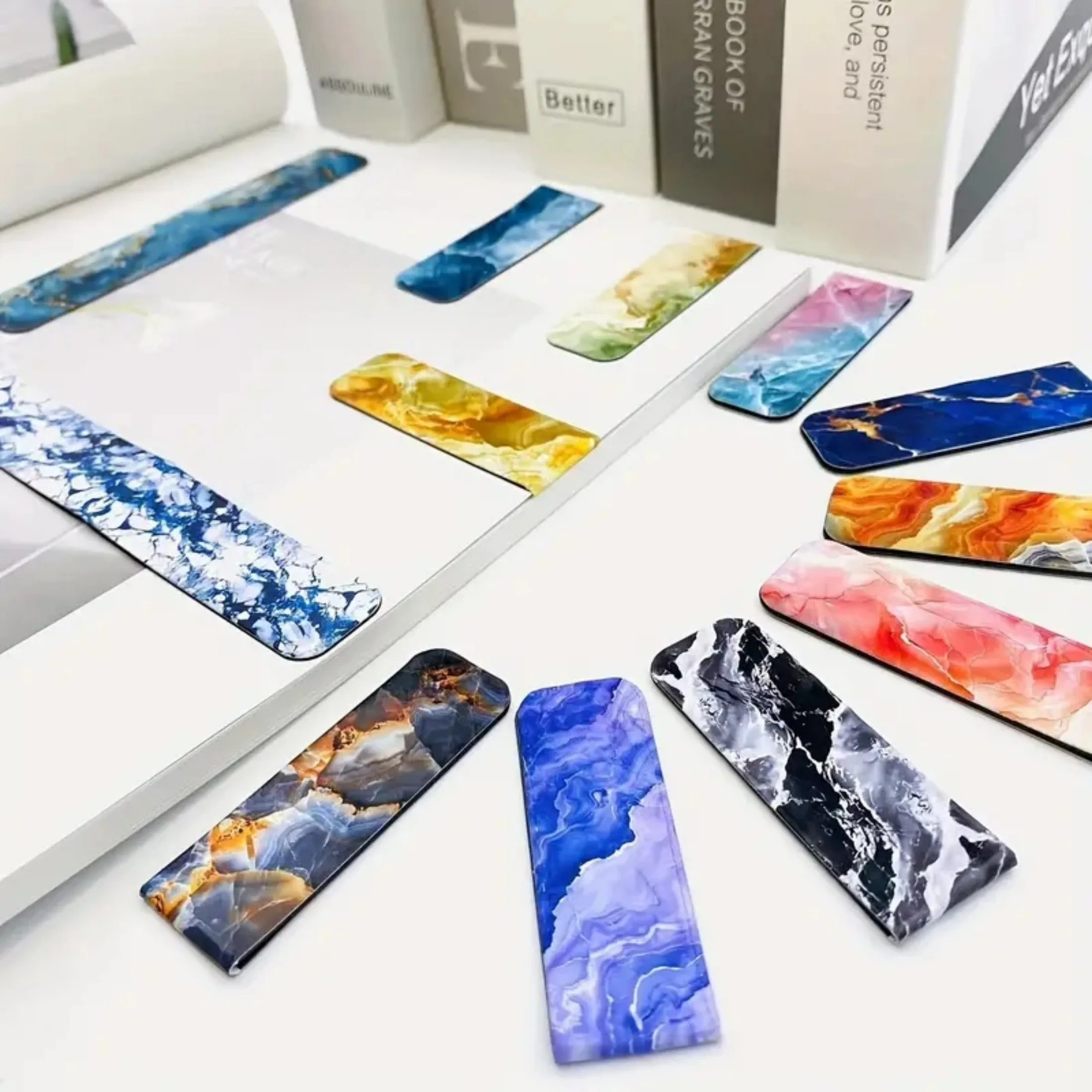 Assorted Marble Design Magnetic Bookmarks Bookmark Page Holder 12pcs Durable Page Markers Readers Students Teachers Office Use