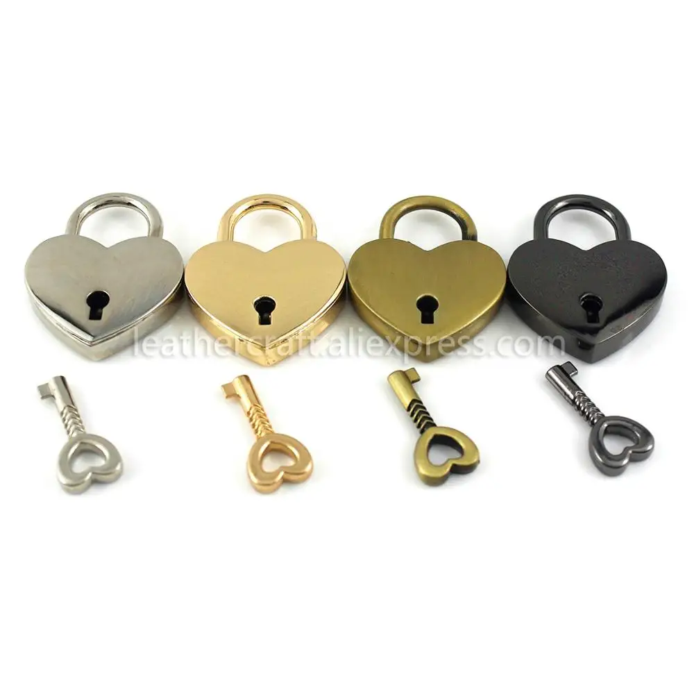 Mini padlock 1 Pcs Heart Shape Vintage Metal Mini Padlock Bag Suitcase Luggage Box Key Lock With Key