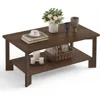 Walnut Coffee Table,Mid Century Modern 39" Rectangle Dark Walnut Coffee Table with Storage Shelves Wooden Accent Center Tea Tabl 3