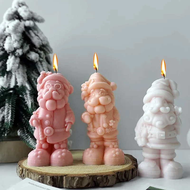 Wear glasses Santa silicone mold 3D Santa scented candle soap plaster crafts Resin clay mold Christmas gift making tool