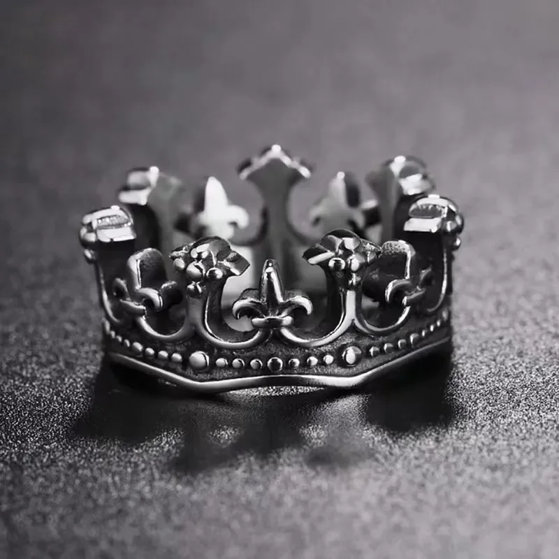 Classic Retro Crown King Ring Men Fashion Punk Simple Biker Ring For Men Women'S Party Charm Accessori Decorazione All'Ingrosso