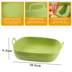 Silicone Air Fryer Liner Bowl - Reusable Non - Stick Cooking Accessory (Square Green)