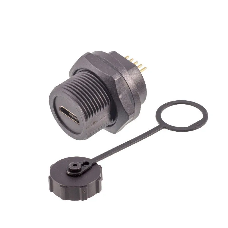 Industrial Waterproof MICRO USB Connector Female to Male Socket Panel