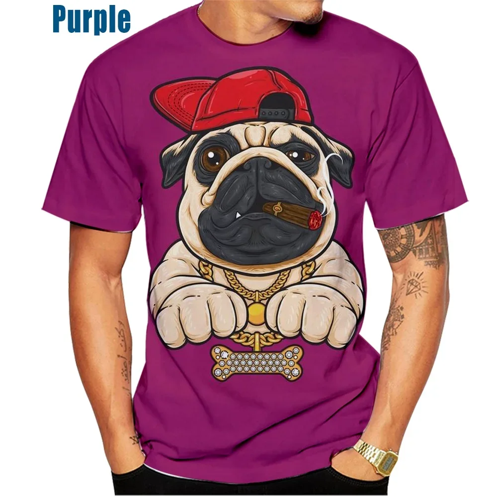 

2024, футболка с коротким рукавом с 3D рисунком мопса, модные повседневные Забавные футболки, топы с рисунком собаки, яркая футболка для мужчин