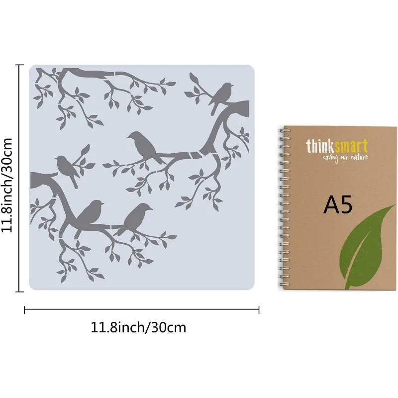 Stencil Per Pittura Fai Da Te Con Fiori E Foglie - 7,6x15 Cm, Riutilizzabile In PET, Per Legno, Tela E Mobili