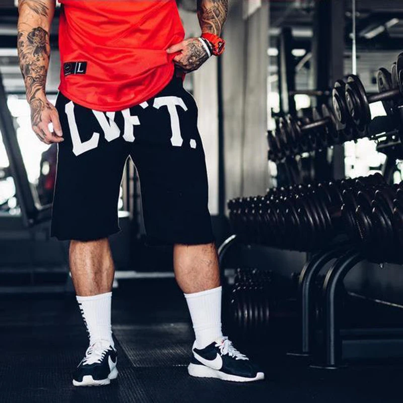 

New Cotton Straight Leg Shorts Men's Outdoor Sports Running Breathable Fashion Trousers Letter Printing Leisure Clothing