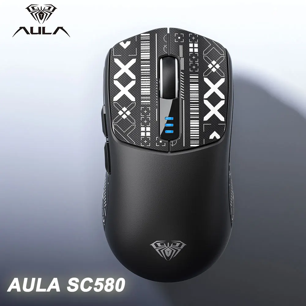 Gaming Mouse AULA SC580 BT/2.4G/Wired Tri-mode 10000 DPI PAW3325 Sensor Lightweight Esports Office Accessorie