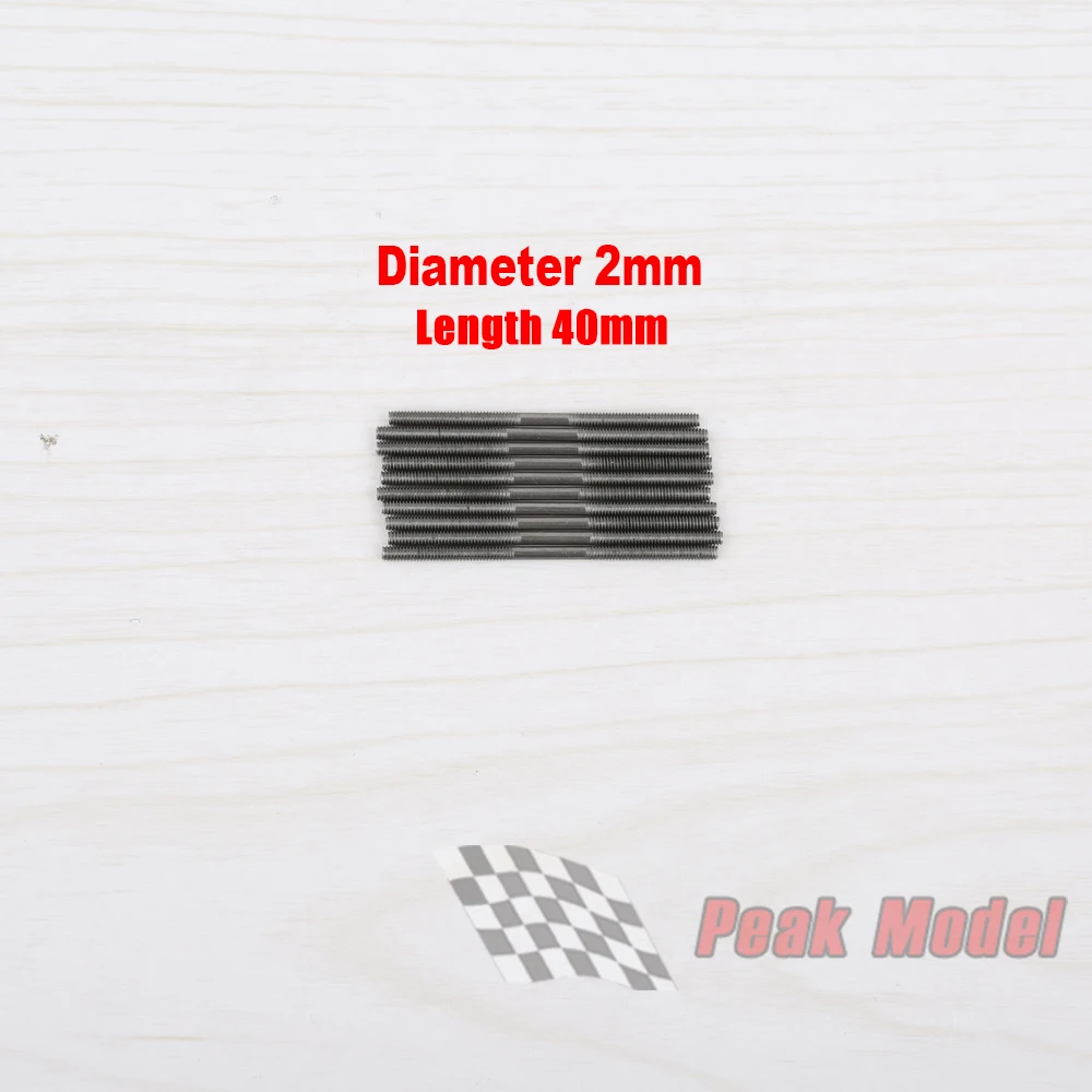 10 יחידות מקלות דחיפה מפלדת אל-חלד M2 L40/80/100/120/140mm מקלות חיבור אורך חוט 15mm