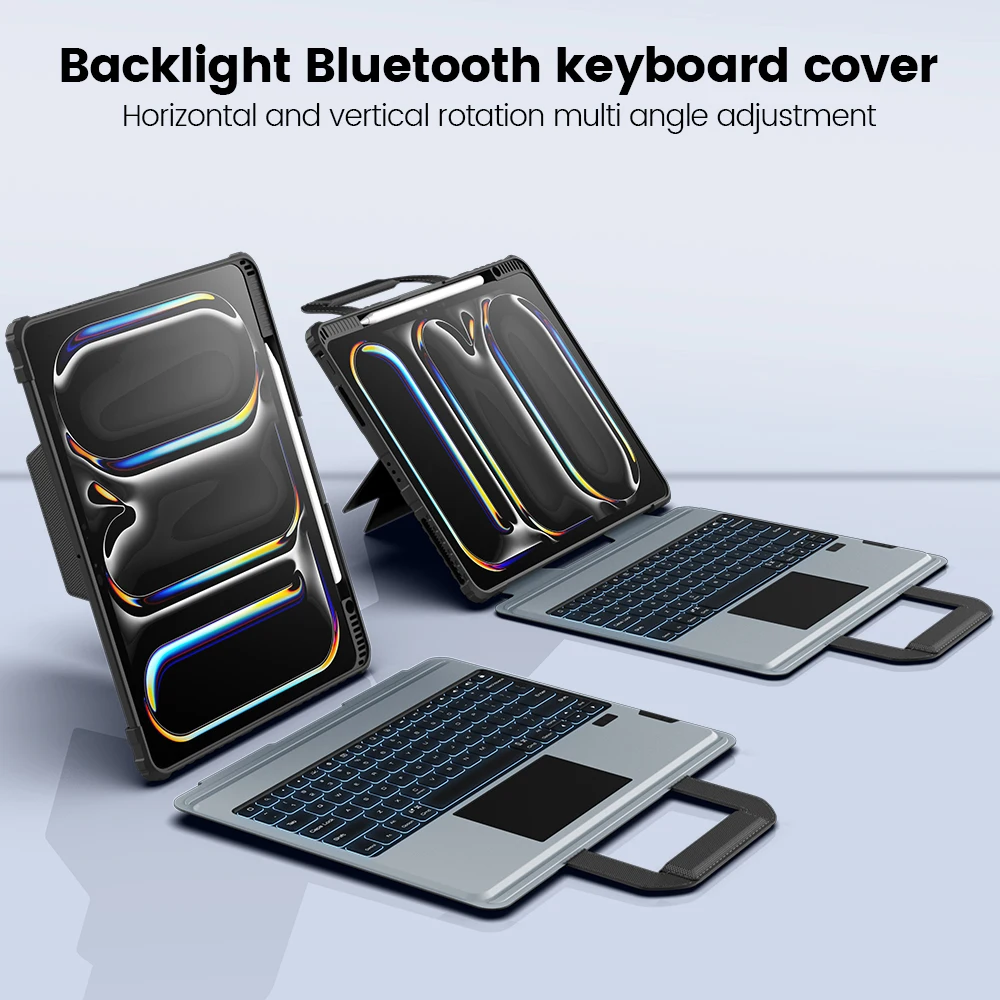 IPad Pro 11 Inch (M4 2024) Keyboard Case With Trackpad - Detachable Backlit Bluetooth Cover