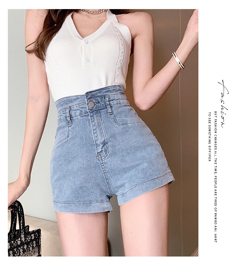 burberry shorts YUANYUANJYCO Korean Fashion Streetwear High Waisted Cotton Denim Shorts Women Summer Long Waist Ladies Jean Short Bottoms old navy shorts