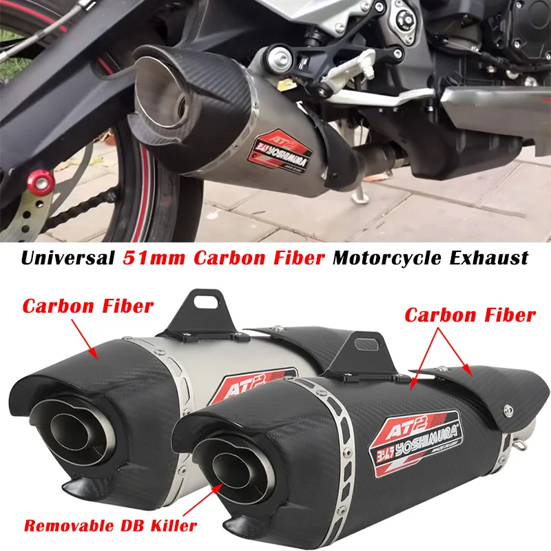 

Universal Yoshimura AT2 Motorcycle Exhaust Escape System Modified Carbon Fiber Muffler For MT09 CB1000R NINJA 1000 S1000RR GSXS