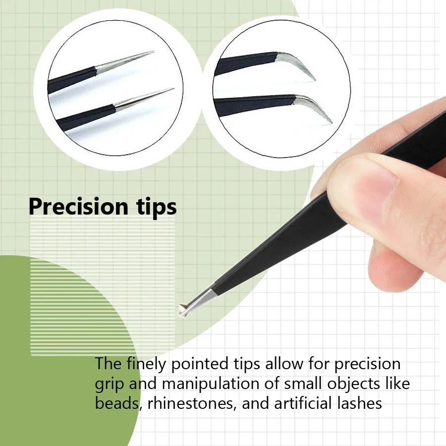 Nail Art Tweezers Antistatic Manicure Tool Acrylic Gel Nail Art Picking