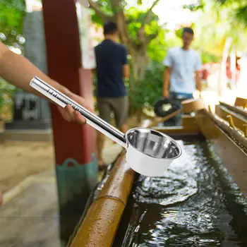 Water Ladle Stainless Steel Long Handle 14Cm Soup Scoop Flat Bottom for Kitchen Bathroom Garden Stainless Steel Water Ladle 1
