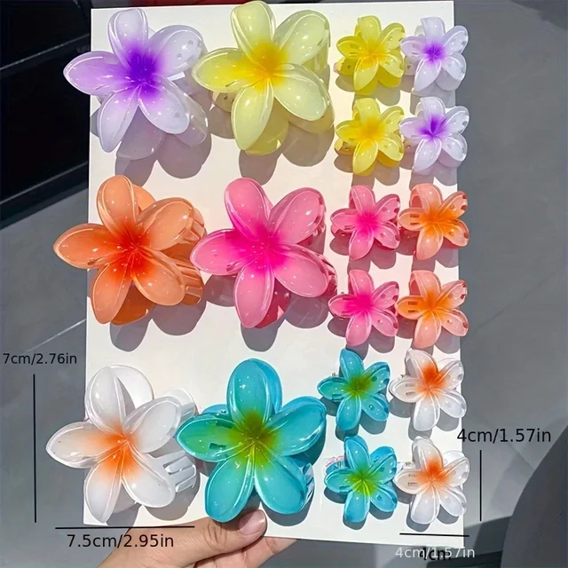 18Pcs Egg Flower Hair Clips Gradient Candy Color Flowers Suitable for Daily Use Backcombed Ponytail Shark Clip Hair Accessories 2