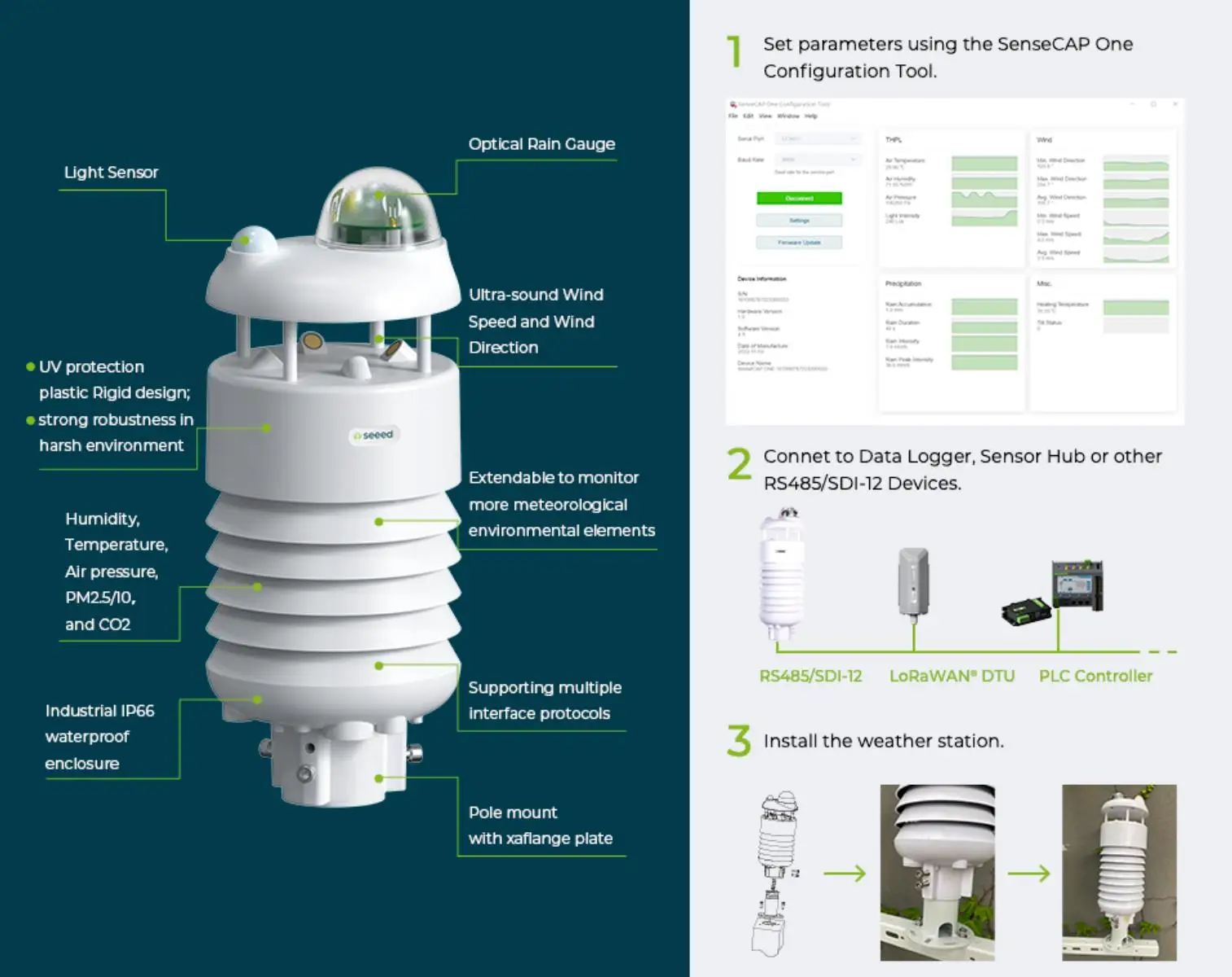 SenseCAP S500 V2 5-in-1 Compact Weather Sensor Measures Air Temperature Relative