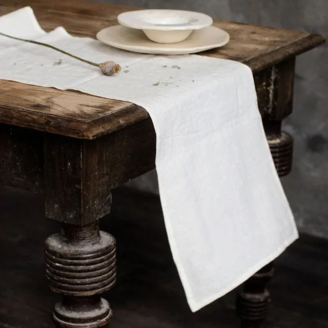 French Linen 100% Stone Wash Table Path Custom Luxury Pure Color Tea Table Runner Western Dining Table Decoration Accessories 2