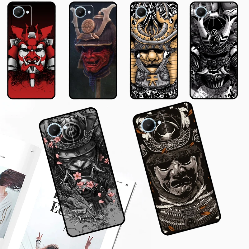 Samurai Japanese Warrior Mask Helmet Per Realme 11 Pro Plus 10 12 Pro C55 C53 C51 C33 C31 C30 C25S C21Y C15 Gt Neo5 Gt3 Gt5 Case