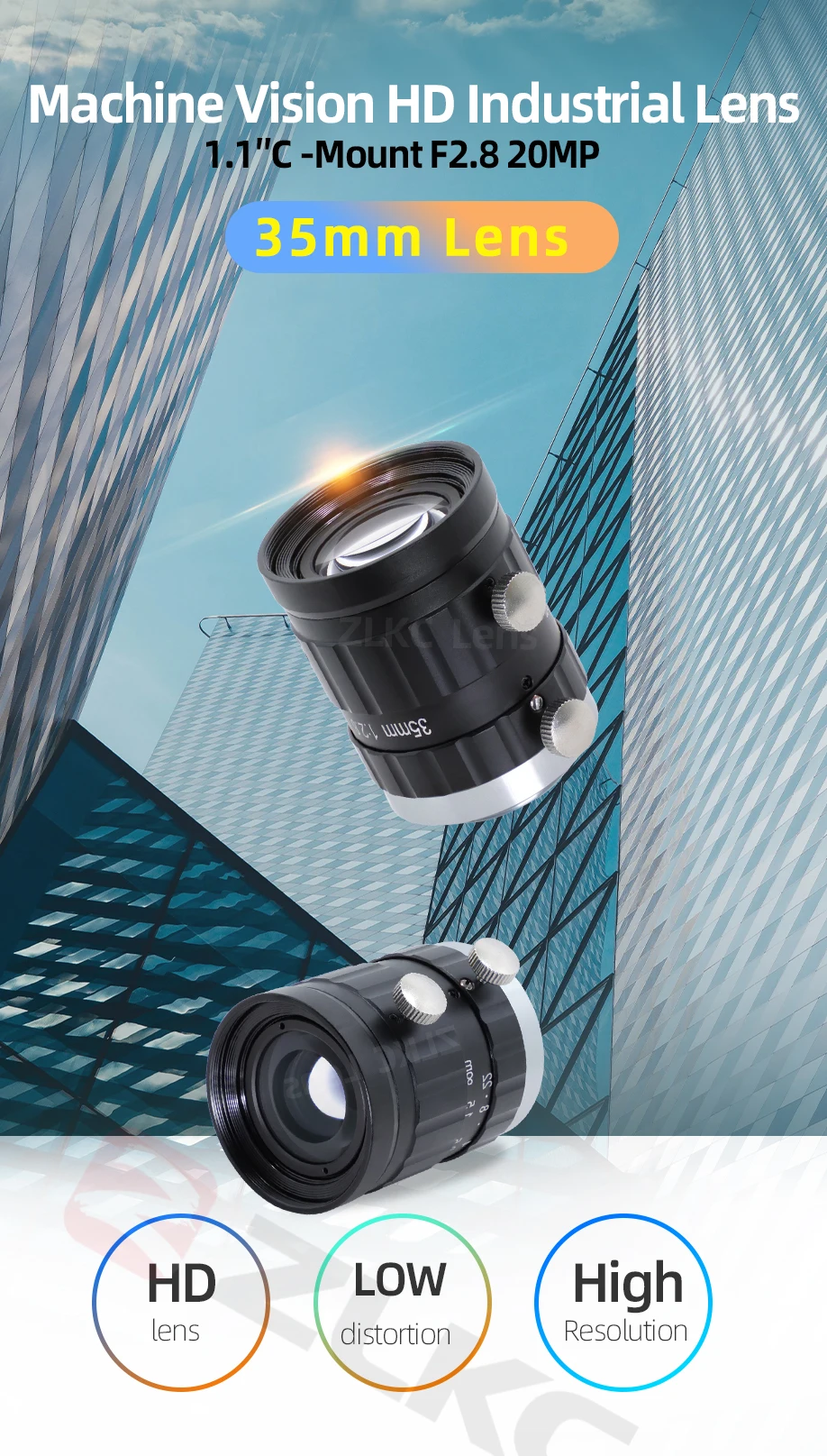 HD 20 Megapixel 35 mm feste Brennweite 1,1 Zoll großer Sensor, geringe Verzerrung, Bildverarbeitungslinsen, C-Mount, F2,8, industriell, 20 MP – Detail 7