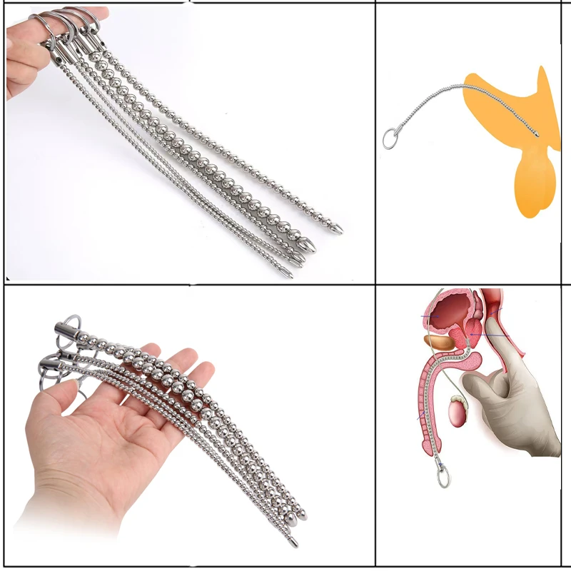 Urethral Dilator Stainless Steel Urethral Insert Penis Plug Urethral Pull Beads Bdsm Sex Toys For Men Metal Urethra Dilator Sounding Catheter Rod