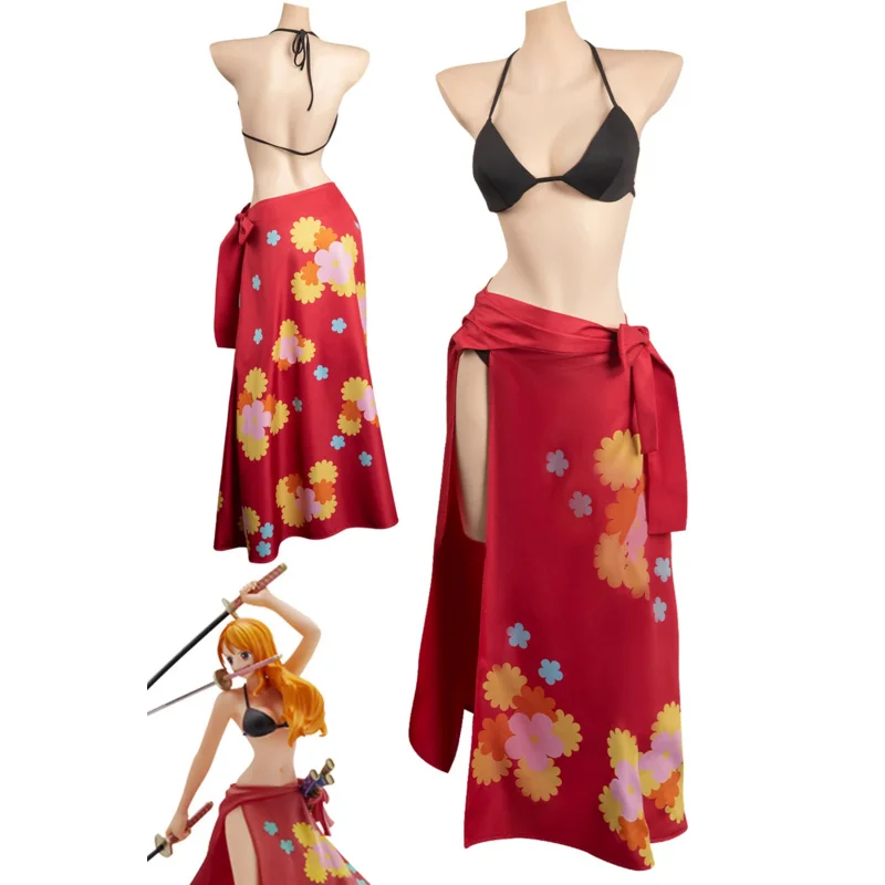 

Nami Cosplay Sexy Swimsuit Summer Women Costume Anime One Piece Roleplay Fantasia Swimwear Bikinis Halloween Beach Party Cloth
