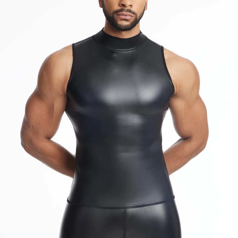 Mens Stand Collar Leather Sleeveless Body Shaper Vest body shaper,waist trainer,slimming vest