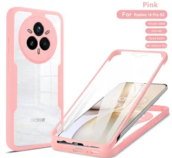 360 Double - Sided Clear Phone Case with Screen Protector - Realme 14 (Pink)