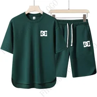 2025 Fashion crewneck casual fashion T-shirt + jogging shorts two-piece summer breathable fitness basketball sports suit 1