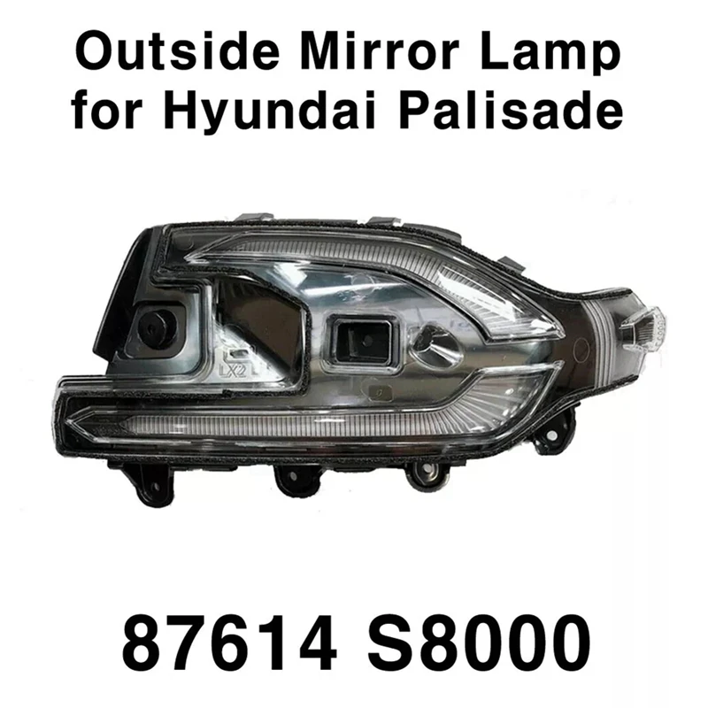 현대 Palisade 2020-2021-A02Q 용 자동차 외부 도어 미러 램프 반전 미러 사이드 램프