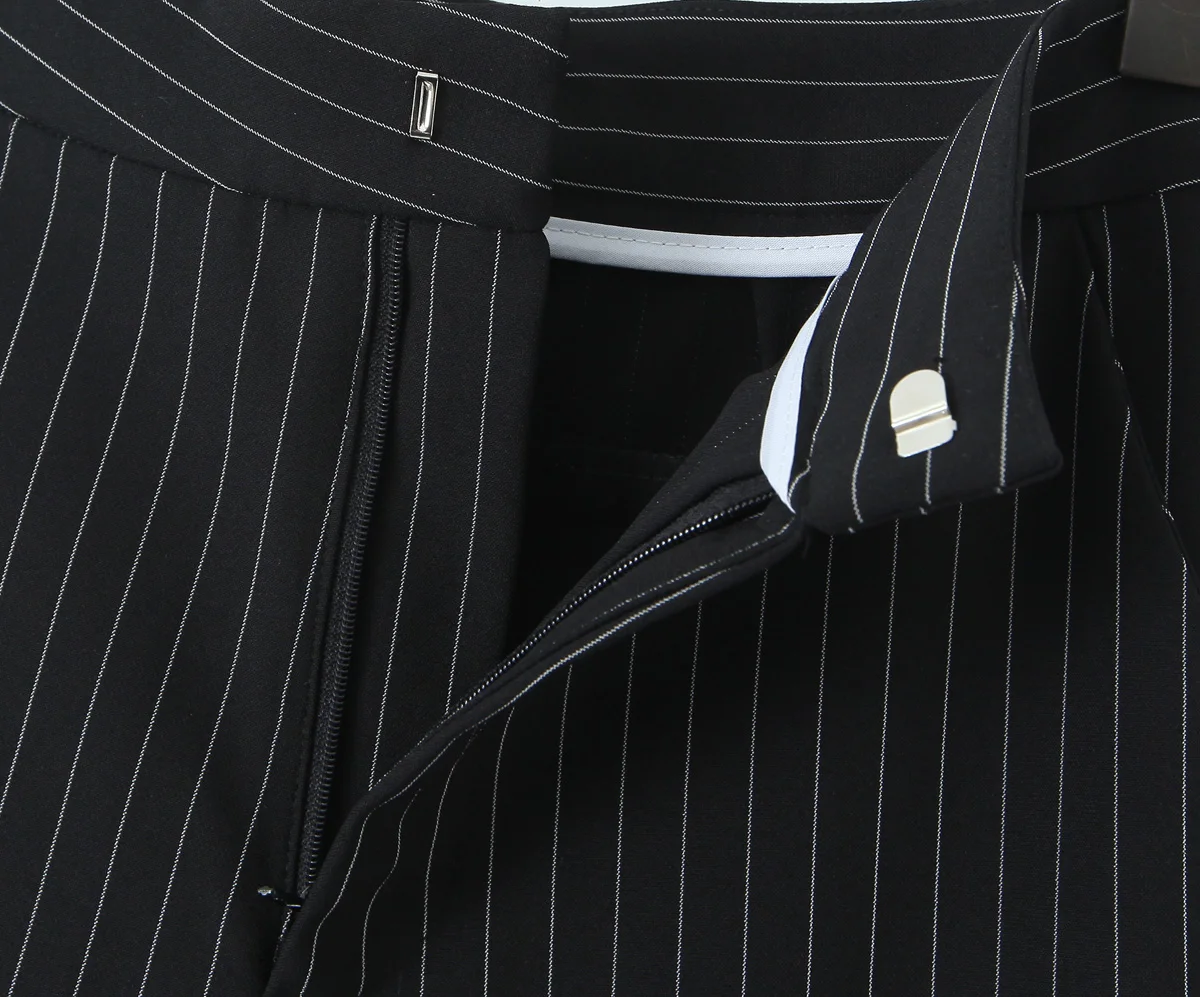 Spring Black Striped Oversized Blazer Women Loose Notched Full Sleeve Suits High Waist Long Flare Pants Halter Tank Tops