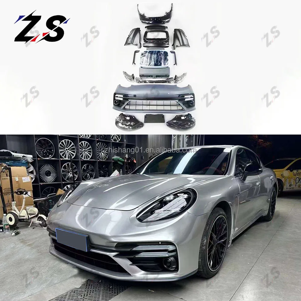 ZS for Porsche Panamera 970 2010-2016 Upgrade 971 New Facelift Bumper Lip Rear Diffuser Car Kit Assembly Body Parts Body Kit