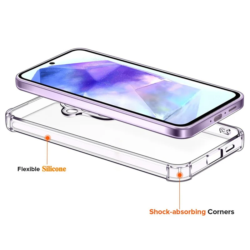 3-in-1,Airbag Case + Privacy Glass for Samsung A55 5G Soft Clear Shockproof Silicone Phone Cases Samsung Galaxy A55 Cover A55 5G 4