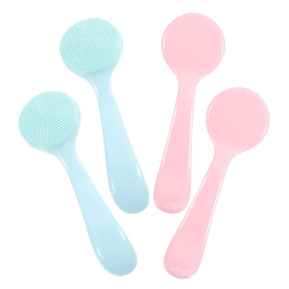 

4 Pcs Face Brush Scrub Silicone Scrubber Cleansing Tool Exfoliator Silica Gel for Blackhead Facial