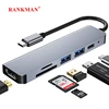 Rankman USB C Hub to 4K HDMI-Compatible SD TF Card Reader USB 3.0 Type C Docking for MacBook iPad Samsung S21 Dex TV Laptop 1