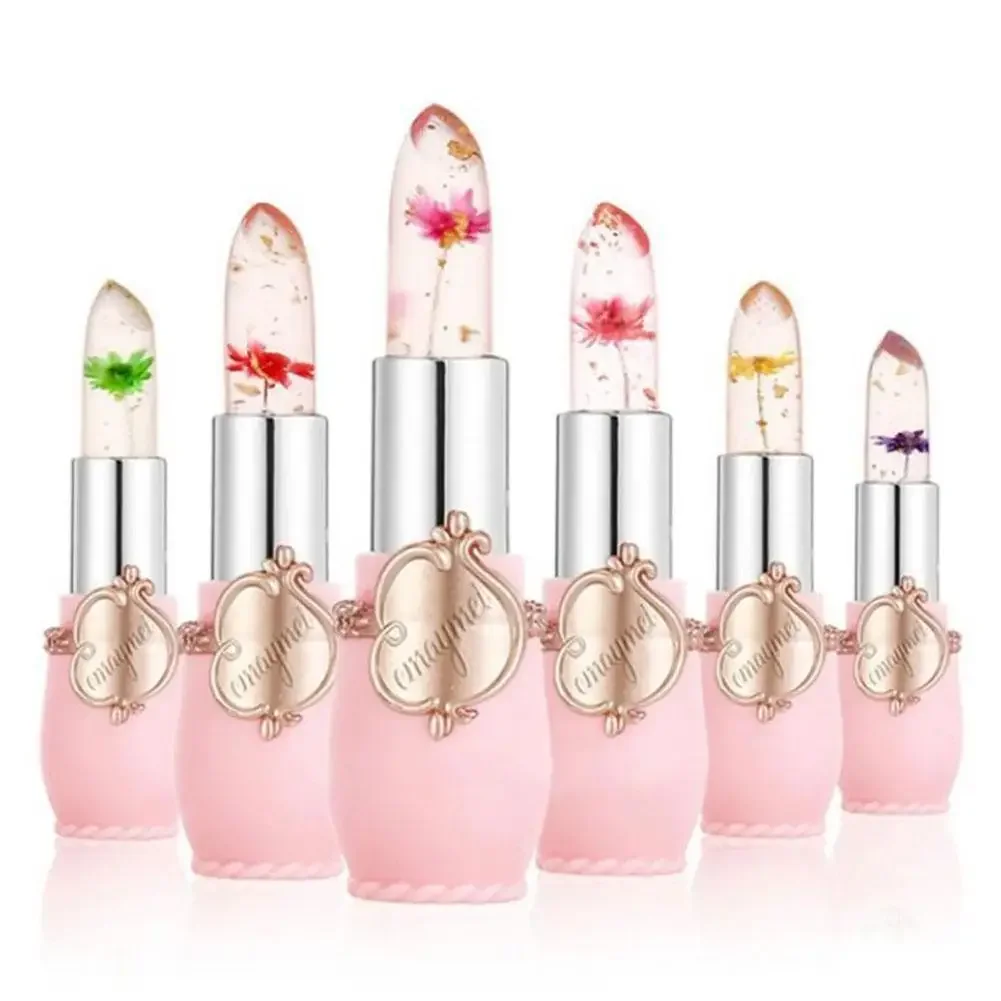

6pcs /set Moisturizer Long-lasting Jelly Flower Lipstick Makeup Temperature Changed Colorful Lip Blam Pink Transparent Wholesale