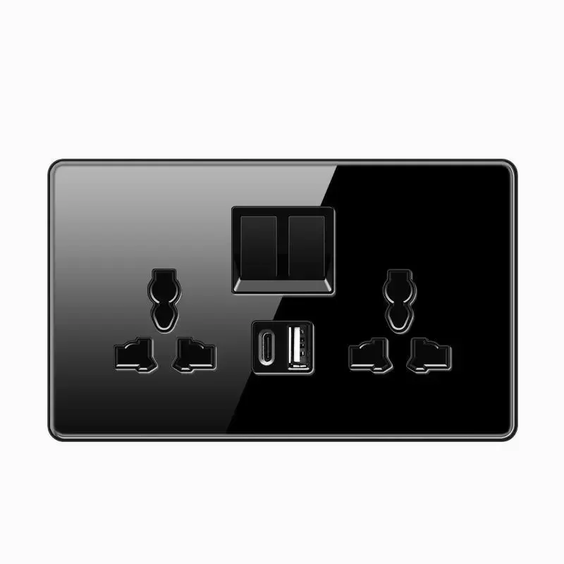 Tempered Glass Wall Light Switch Button Electrical Wall Switch Uk Usb