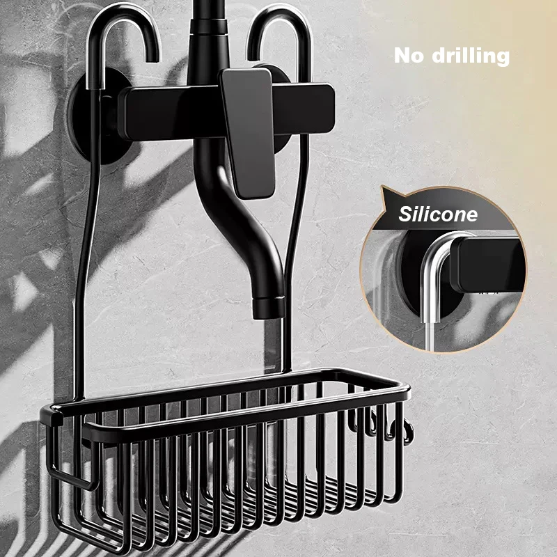 No Drilling Removable Shelf Aluminum Bath Basket Perforation-free Shampoo Rack for Bathroom Shelves For Shower Organizer Storage 6