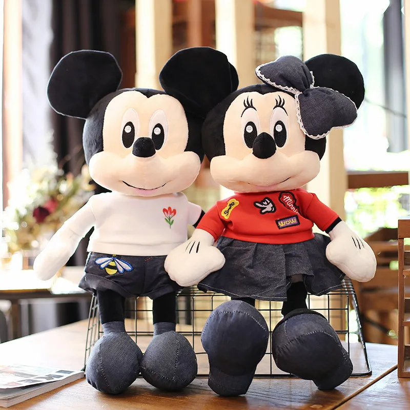 

55-120cm Disney New Plush Toys Mickey Minnie Mouse Cowboy Stuffed Plush Doll Kawaii Cartoon Anime Dolls Children's Birthday Gift