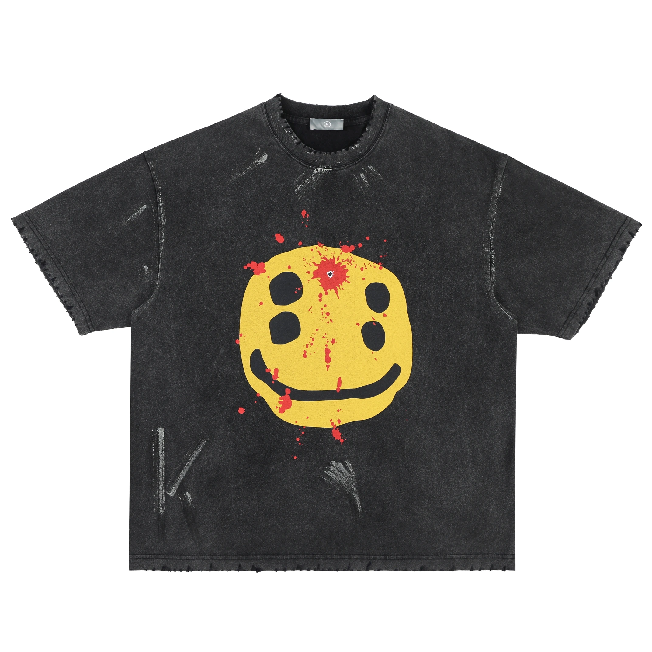 

Oversized New Summer SAINT MICHAEL Vintage High Street Water Washed Graffiti Cotton Top Men Women Print T-shirt High Quality Tee