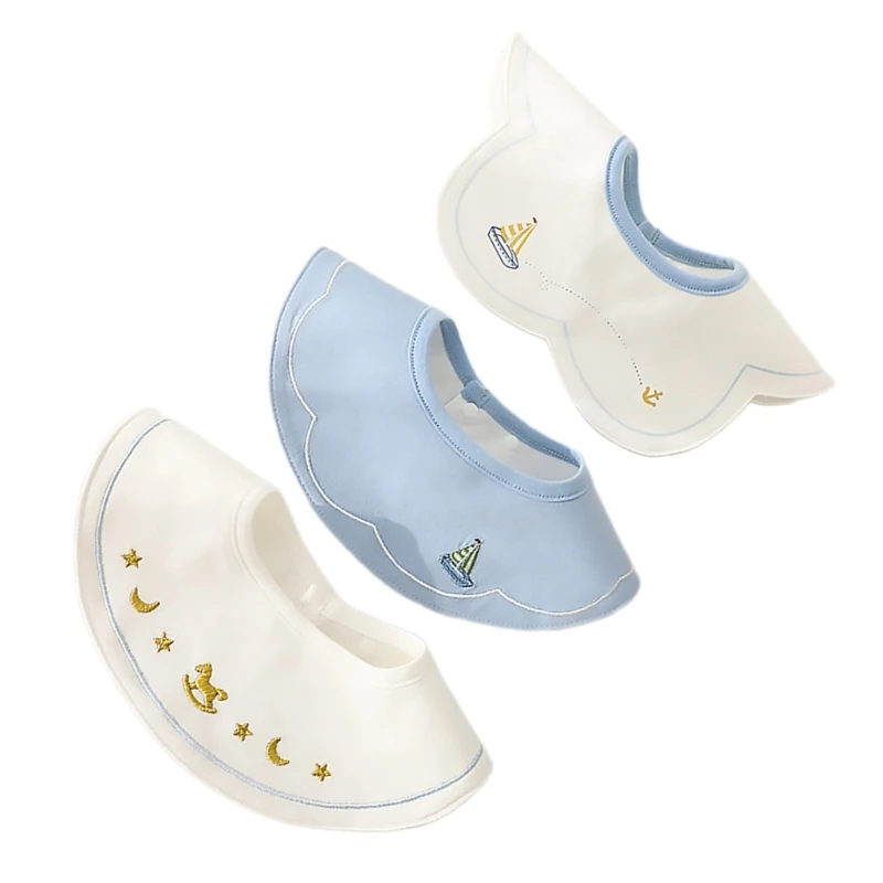 3Pcs Set Japanese Style Infant Toddlers Baby Bibs Cotton Cartoon Embroidery Newborn Burp Cloths Boys Girls Saliva Towel 4