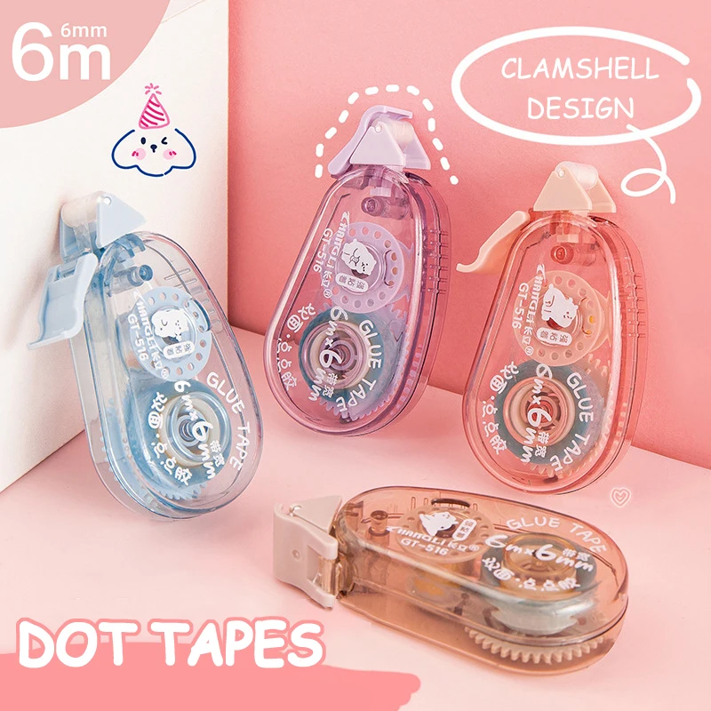 Adhesive Tape 6m*6mm Dot Glue Tape DIY Scrapbooking Creative Stationery School Supplies Transparent Double Sided Adhesive Roller Tape