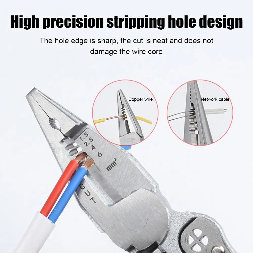 Vanadium Steel Wire Stripping Pliers with Voltage Tester for Electrical Work
