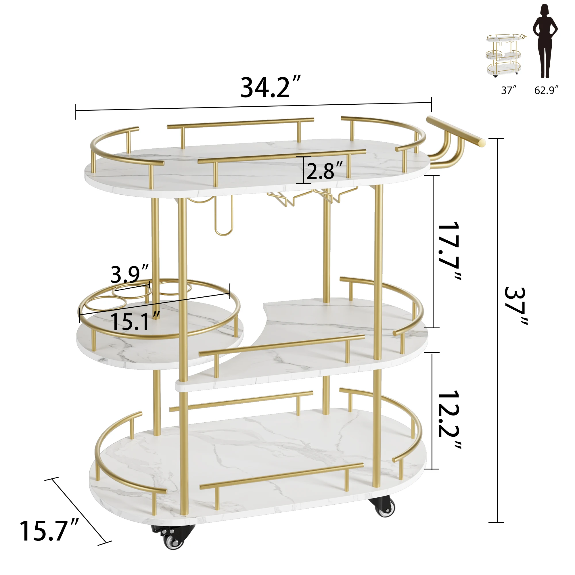 Twister Gold Bar Cart image 5