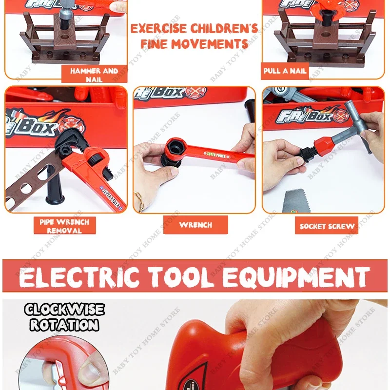 Kids Toolbox Toy Set Pretend Play Early Education Engineer Simulation Repair Electric Drill Screwdriver Tool Box Toys Gifts