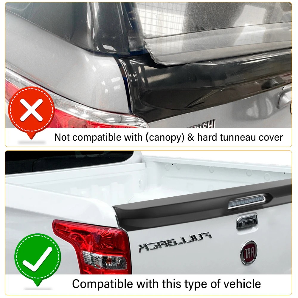 Mitsubishi Triton L200 용 매트 블랙 테일 게이트 스포일러 레일 가드 2015 2016 2017 2018 년 테일 게이트 커버 트림 프로텍터 1PCS