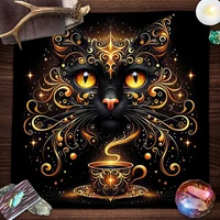 Gold Witchcraft Cat Altar Cloth Tarot Tablecloth For Spread Tarot Reading Cover Starry Sky Divination Tarot Mat Altar Decor Pad 2
