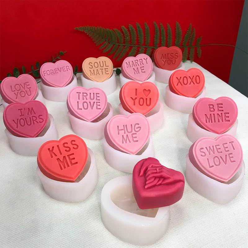 Creative Valentine's Day Gift Sweet Phrases Heart Silicone Candle Mold