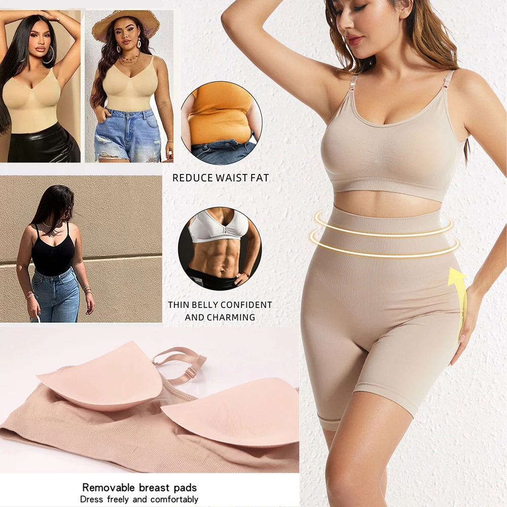 Women Shapewear Set Sexy Bra and Body Shaper Shorts Tummy Control Seamless Shapers Bodysuit