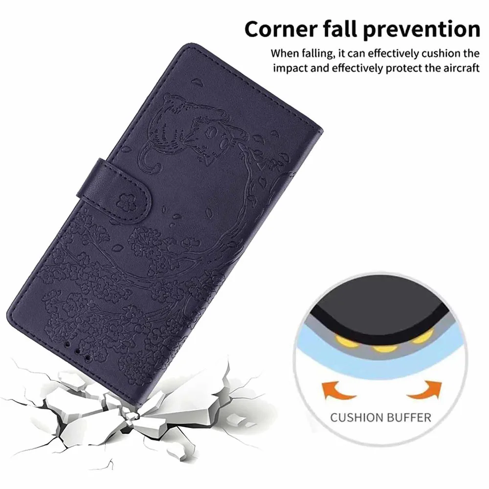 Tree Cat Leather Wallet Flip Case with Card Holder Cover