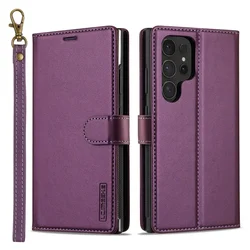 Luxury Leather Magnetic Flip Wallet Case - Premium Business Cover - Galaxy S20 FE (PURPLE)